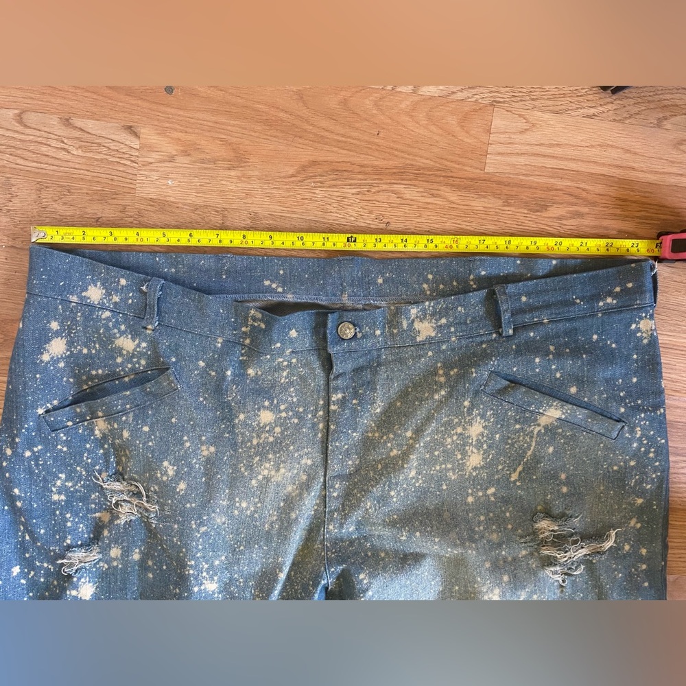 Custom Saint Roper Blue Distressed Men's Biker Style Jeans - Picture 5 of 8